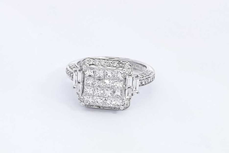 Diamond Approx. 1.78ctw Ring In 18k White Gold 5.98 Grams Size 6.75 Eb1023ppxsa