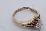 Diamond & Red Gemstone Ring In 14k Yellow Gold 3.4 Grams Size 7 Eb0326pxzsa