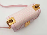Balmain 1945 Pink & Beige Monogram Jacquard & Leather Shoulder Bag Fw0926wxzdu
