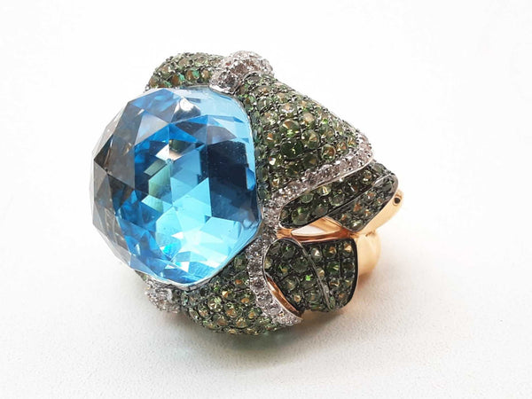 Synthetic Blue Topaz 14k Rose Gold 20.0g Ring Size 6.75 Do0924crxde