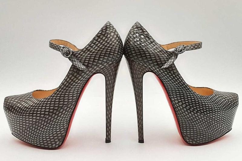 Christian Louboutin Grey Snakeskin Lady Daf Platform Pumps Size 36.5 Eb0524rxsa