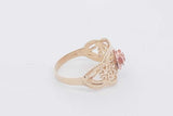 14k Yellow Gold Filigree Ring With Rose Gold Flower 2.8g Size 6.25 Eb0426lexsa