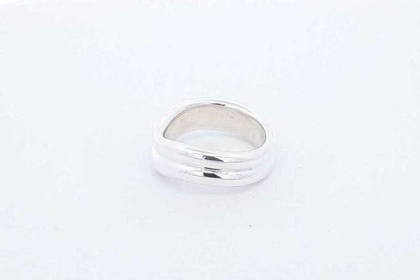 Tiffany & Co. Elsa Peretti Sterling Double Wave Ring 10.1g Size 7 Eb0624rxdu