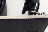 Prada Dark Blue Saffiano Leather Belt With Silver Tone Buckle Size 36 Eb0825erdu