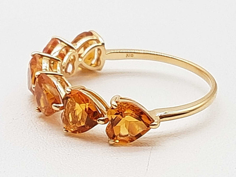 Heart Cut Synthetic Citrines 18k Yellow Gold 1.7g Ring Size 7 Do0825erde