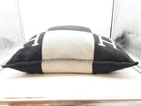 Hermes Avalon 70 Noir Black Ecru Beige Wool Blend Large Throw Pillow Do0326prxde