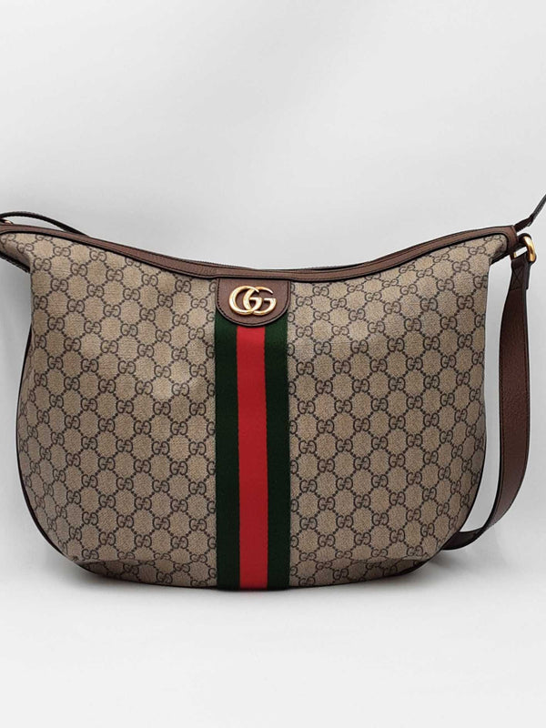 Gucci Gg Supreme Canvas Ophidia Web Hobo Shoulder Bag Eb1024ixzdu