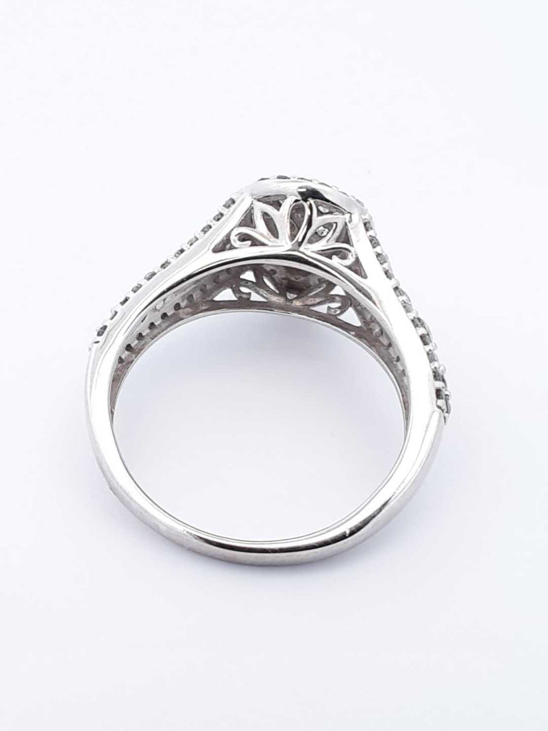 1.12 Cttw Diamond & 10k White Gold Cluster Ring 3.4 Grams Size 7 Fw0425ooxdu