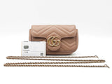 Gucci Marmont Super Mini Bag In Taupe Matelassé Leather Fw0126wzxdu