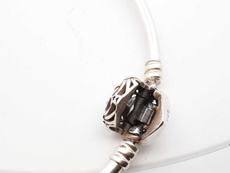 Pandora .925 Silver 10.5g Celestial Heart Bangle Bracelet Lh1025oede