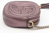 Gucci Soho Purple Metallic Leather Chain Crossbody Eb0126oxzsa