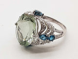 Green Quartz Center Stone 14k White Gold 6.4g Ring Size 8 Do0426wrxde