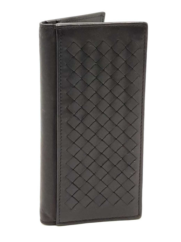 Bottega Veneta Intrecciato Black Leather Long Bifold Wallet Fw0425czdu
