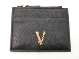 Versace Virtus Grained Leather Zip Card Case Sd0826lrzdu