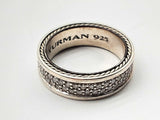 David Yurman Sterling Silver Diamond Band Ring Size 9 Do0424cxzde