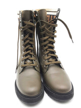 Fendi Rockoko Green Leather & Knit Combat Boots Size 37 Eb0925oxzsa