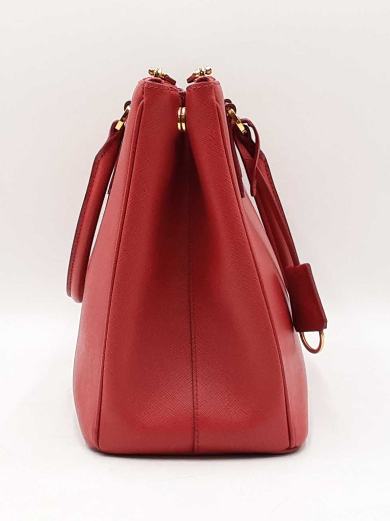 Prada Galleria Double Zip Tote Bag In Red Saffiano Leather Fw0925przdu