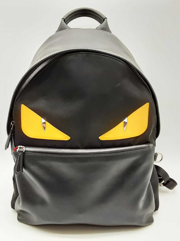 Fendi Monster Eyes Black Nylon Leather Backpack Do0424orxde