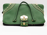 Prada Saffiano Leather Studded Promenade Satchel Green Aa0826wxzsa