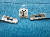 Hermes Kelly 35cm Cobalt Blue Clemence Palladium Shoulder Bag. Do0126lzxzxde