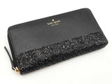 Kate Spade Greta Court Glitter Neda Wallet In Black Crosshatched Pvc Fw1025wxdu