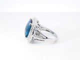 Effy London Blue Topaz & Diamond Halo Statement Ring In 14k White Gold 7.8 Grams Size 7 Fw0426lxzxdu