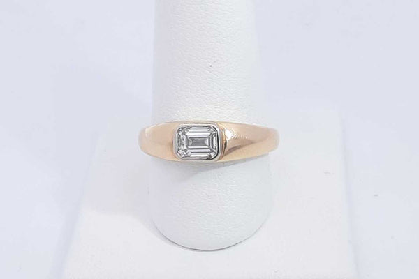 Lab Grown Emerald Cut Diamond 1ctw Ring In 14k Yellow Gold 7.39g Sz 9 Eb923pxzsa