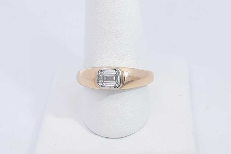 Lab Grown Emerald Cut Diamond 1ctw Ring In 14k Yellow Gold 7.39g Sz 9 Eb923pxzsa