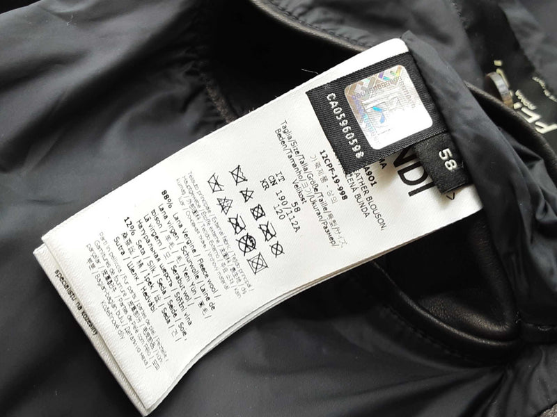 Fendi Black Brown Logo Wool Shearling Zip Up Coat Size Italian 58 Do0925loxzde