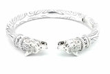 Gucci Anger Forrest Wolf Head Hinged Cuff Sterling Bracelet 73.3g Eb0526orxsa
