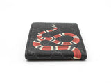 Gucci Kingsnake Print Bifold Wallet In Black & Grey Gg Supreme Coated Canvas Fw0726ezdu