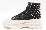 Alexander Mcqueen Tread Slick Spikes Black Leather Sneakers Size 42 Eb0626crde