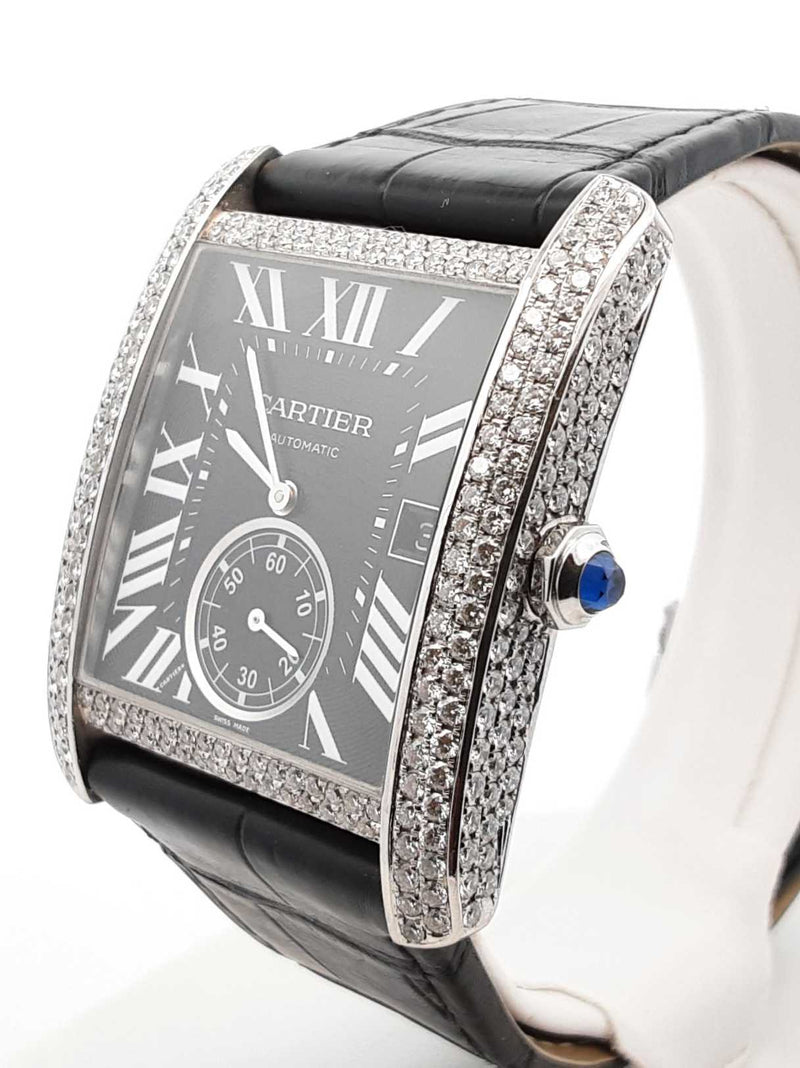 Cartier Tank Mc 2.13 Cttw Aftermarket Diamond & Steel Automatic 34mm Watch Fw1025lozxdu