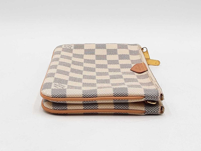Louis Vuitton Double Zip Pochette In Damier Azur Coated Canvas Fw1125wrxdu