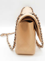 Chanel Double Flap Beige Caviar Leather Shoulder Bag Do0325rxzxde