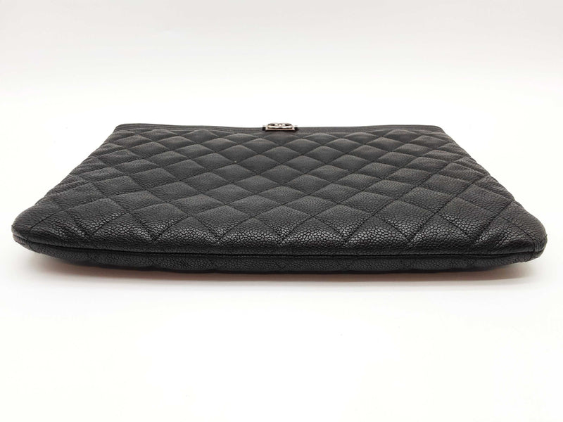 Chanel Boy O Black Leather Zipper Clutch Do0325exzde