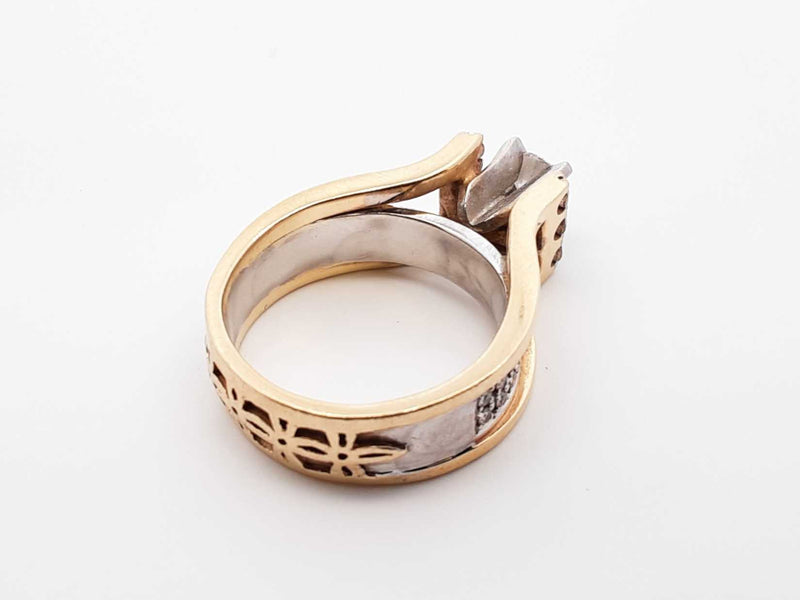0.83 Cttw Diamond & Two-tone 14k Yellow Gold Ring 7.7 Gram Size 6.25 Fw0925rxzdu