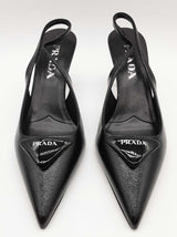 Prada Black Patent Leather Slingback Pump Heels Size Eu 35 Do0826lrxde