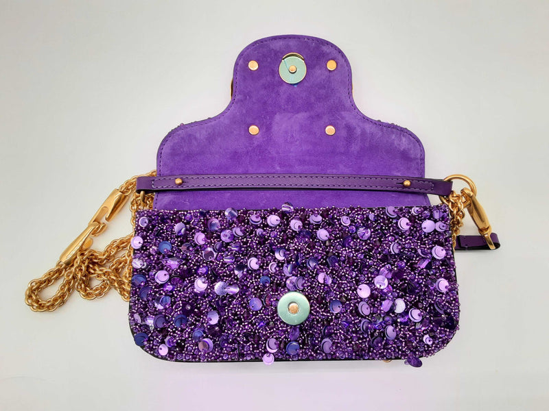 Valentino Garavani Loco Purple Sequin Shoulder Bag Do0724lxzxde