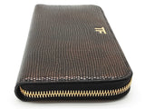 Tom Ford Brown Metallic Lizard Scale Embossed Leather Zipper Wallet Do0725oxzde