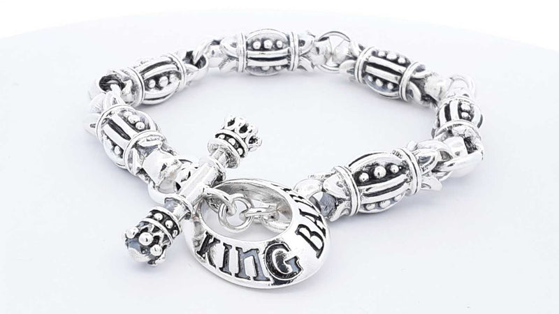 King Baby Sterling Silver Decorative Link Toggle Clasp Bracelet 9 In Fw0425lrxdu