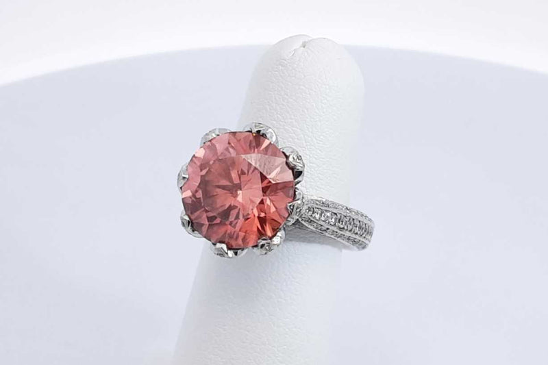 Round Lab Grown Pink Diamond Ring 18k White Gold 11.4 Grams Size 5 Eb1224rxxzdu