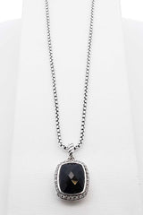 David Yurman Sterling Silver Onyx & Diamond Albion Necklace 17 Inch Fw0525lxzdu