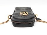 Gucci Marmont Mini Gg Crossbody Bag In Black Matelassé Leather Fw0626pxzdu