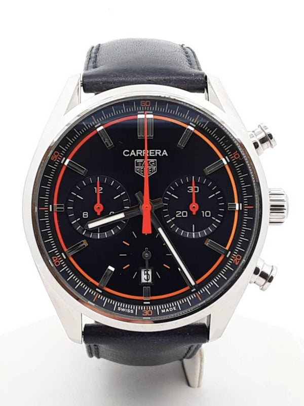 Tag Heuer Carrera Chronograph Steel & Leather 42mm Automatic Watch Fw0825lezxdu