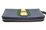 Gucci Sylvie Zip Around Blue Leather Wallet Eb0726oxzde