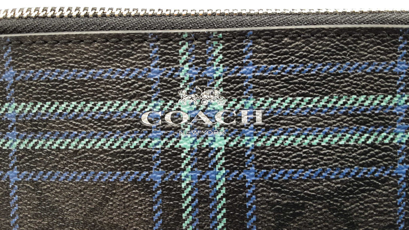 Coach Cosmetic Pouch In Multicolor Plaid Signature Coated Canvas Fw0725pzdu