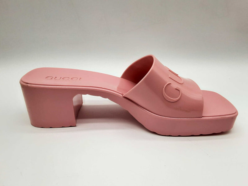 Gucci Pink Rubber Platform Sandal Slides Size Eu 39/ Us 9 W Do0624lxzde