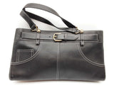 Christian Dior Black Leather Jeans Pocket Shoulder Tote Bag Do0525oxzde