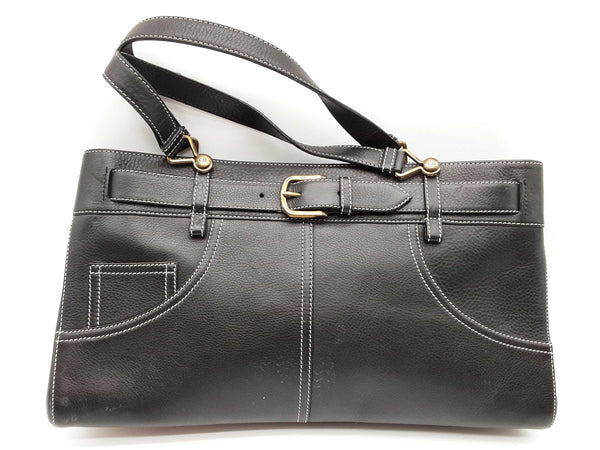 Christian Dior Black Leather Jeans Pocket Shoulder Tote Bag Do0525oxzde